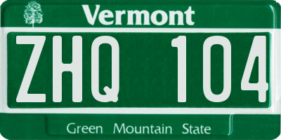 VT license plate ZHQ104