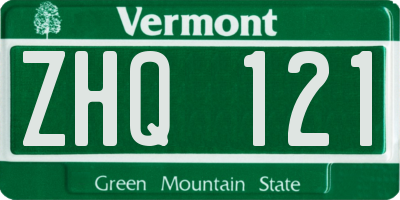 VT license plate ZHQ121