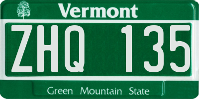VT license plate ZHQ135