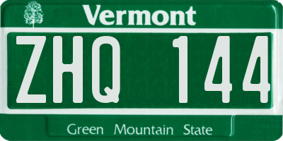 VT license plate ZHQ144