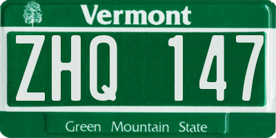 VT license plate ZHQ147