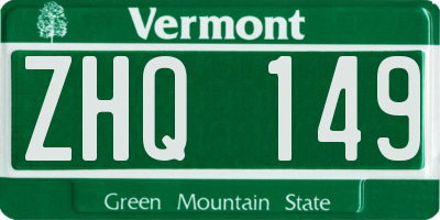 VT license plate ZHQ149