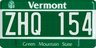 VT license plate ZHQ154