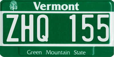 VT license plate ZHQ155