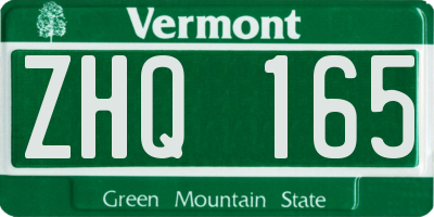 VT license plate ZHQ165