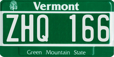 VT license plate ZHQ166