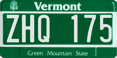 VT license plate ZHQ175