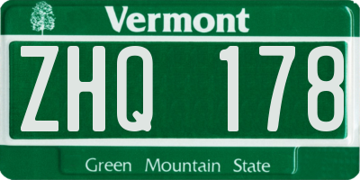 VT license plate ZHQ178