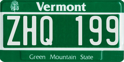 VT license plate ZHQ199
