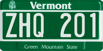 VT license plate ZHQ201