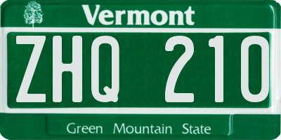 VT license plate ZHQ210