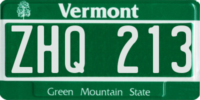 VT license plate ZHQ213