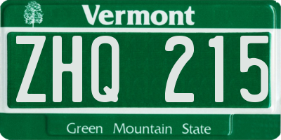 VT license plate ZHQ215