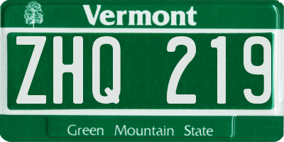VT license plate ZHQ219