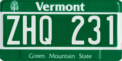 VT license plate ZHQ231