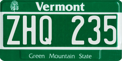 VT license plate ZHQ235