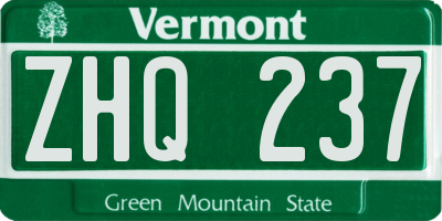 VT license plate ZHQ237