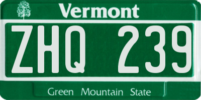 VT license plate ZHQ239
