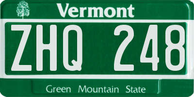 VT license plate ZHQ248