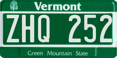 VT license plate ZHQ252