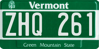 VT license plate ZHQ261