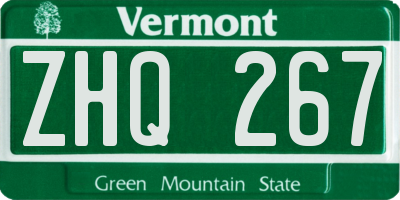 VT license plate ZHQ267