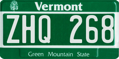 VT license plate ZHQ268