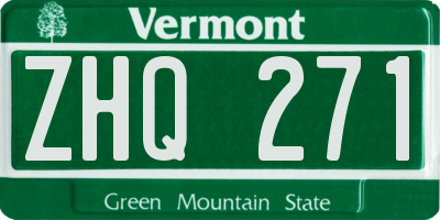 VT license plate ZHQ271