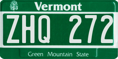 VT license plate ZHQ272
