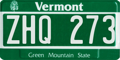VT license plate ZHQ273