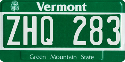 VT license plate ZHQ283