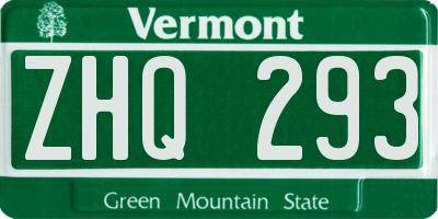 VT license plate ZHQ293