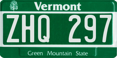 VT license plate ZHQ297