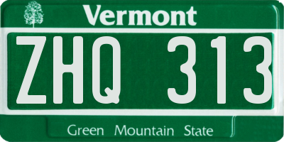 VT license plate ZHQ313