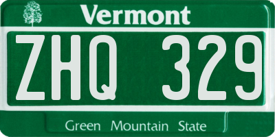 VT license plate ZHQ329