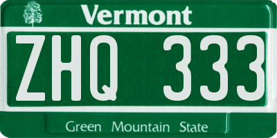 VT license plate ZHQ333