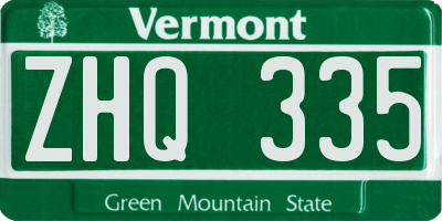VT license plate ZHQ335