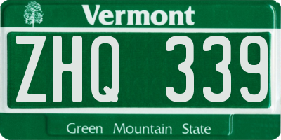 VT license plate ZHQ339