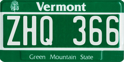 VT license plate ZHQ366