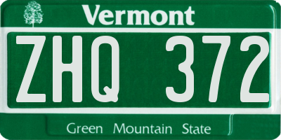 VT license plate ZHQ372