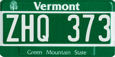 VT license plate ZHQ373