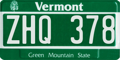 VT license plate ZHQ378