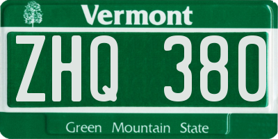 VT license plate ZHQ380