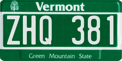 VT license plate ZHQ381