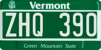 VT license plate ZHQ390