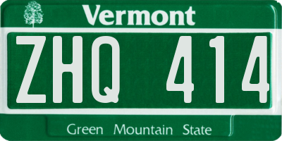 VT license plate ZHQ414