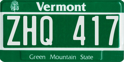 VT license plate ZHQ417