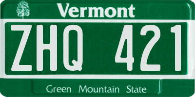 VT license plate ZHQ421