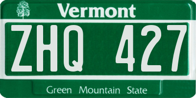 VT license plate ZHQ427