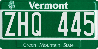 VT license plate ZHQ445